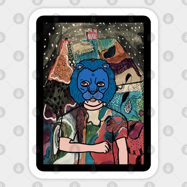 Cryptic "Have Fun Staying Poor" Digital Collectible - Character with MaleMask, AnimalEye Color, and GreenSkin on TeePublic Sticker by Hashed Art